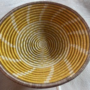 Brand new Rwandan large yellow basket bowl